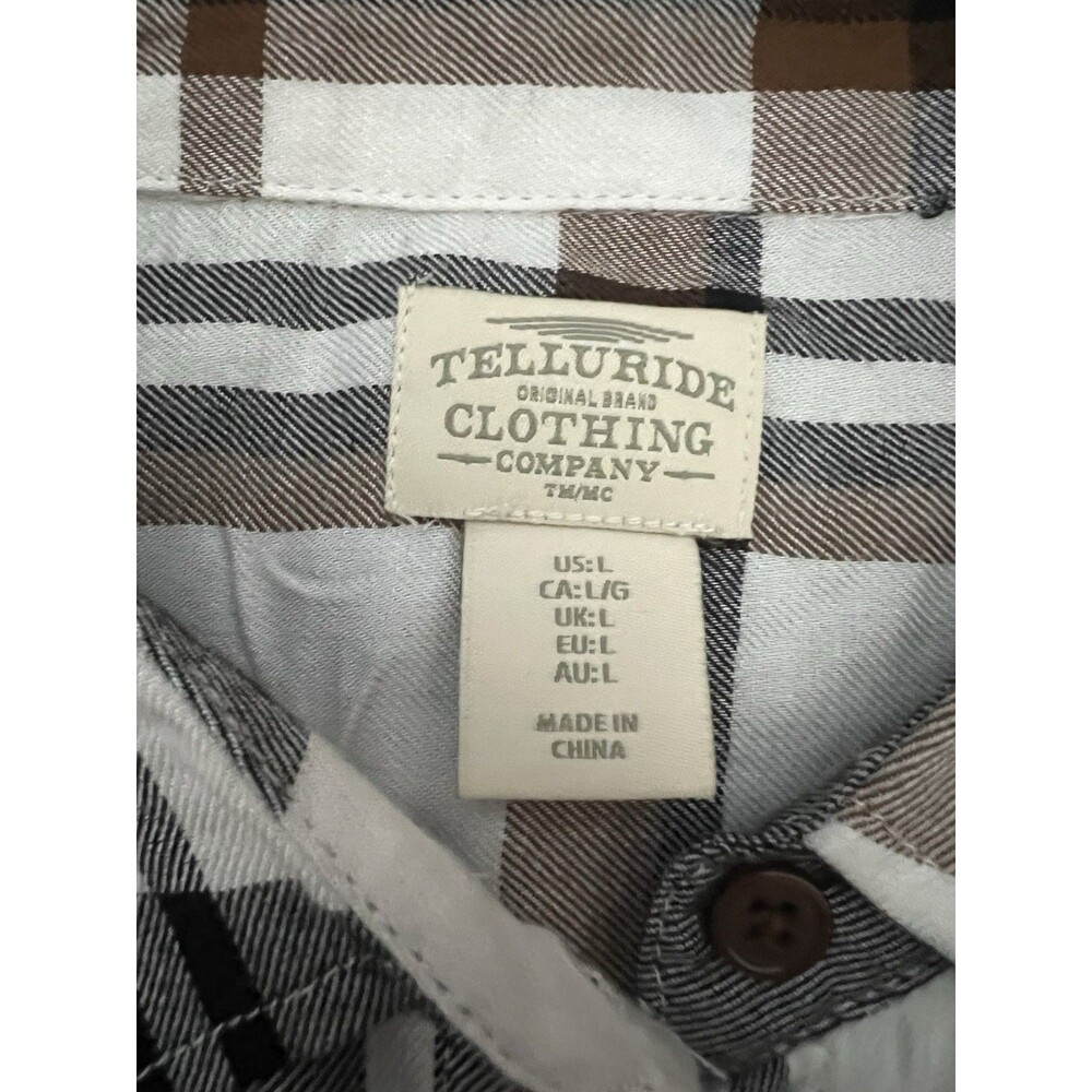 Telluride Clothing Company Front Button Shirt Women L Soft White Brown Black - Picture 4 of 6